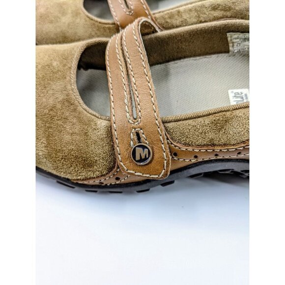 Merrell Plaza Bandeau Tan Suede Mary Jane Ortholit - Picture 4 of 9